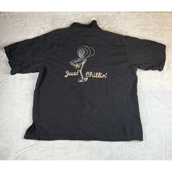 Tori Richard Embroidered Martini Just Chillin' Silk Shirt Mens Size 2XL - Picture 1 of 9
